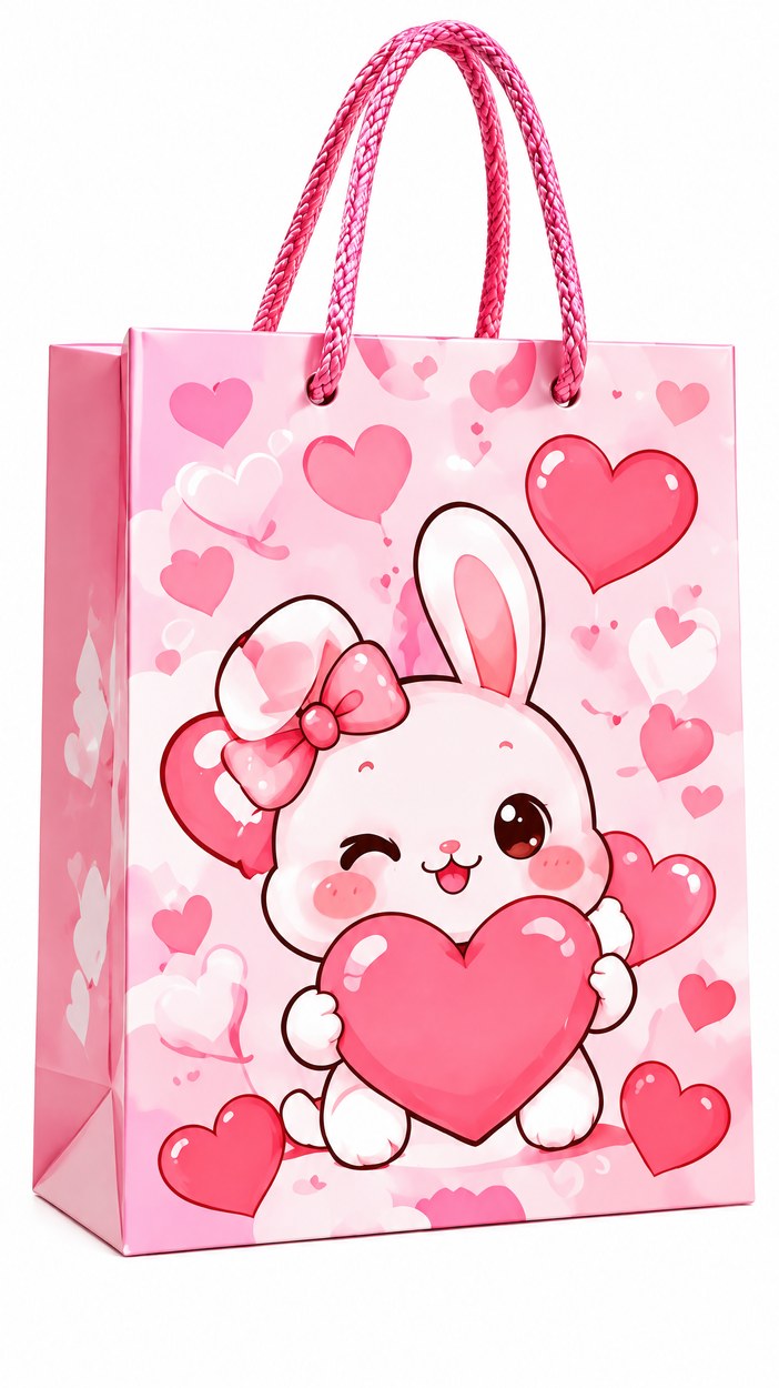 JQXZV Pink Heart Bunny Gift Bag photo 4
