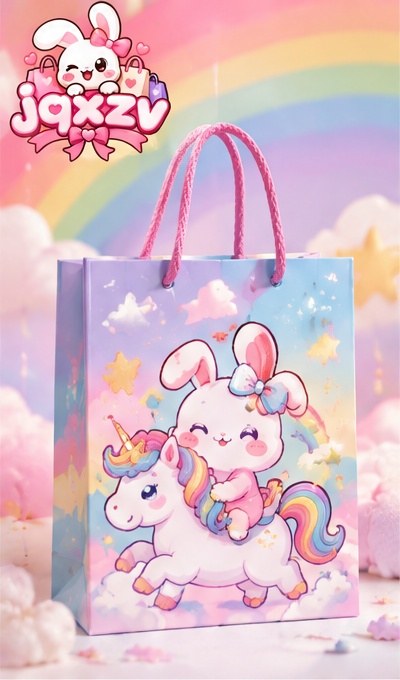 JQXZV Rainbow Unicorn Bunny Gift Bag photo 1