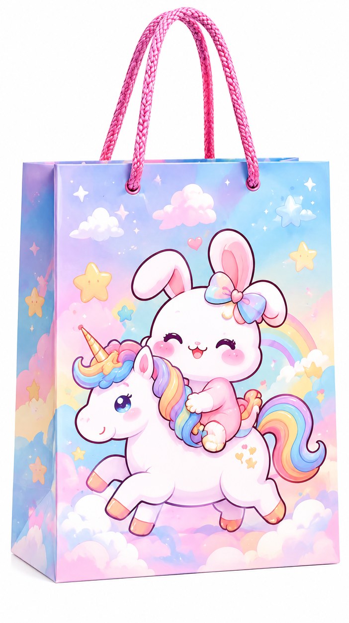 JQXZV Rainbow Unicorn Bunny Gift Bag photo 3