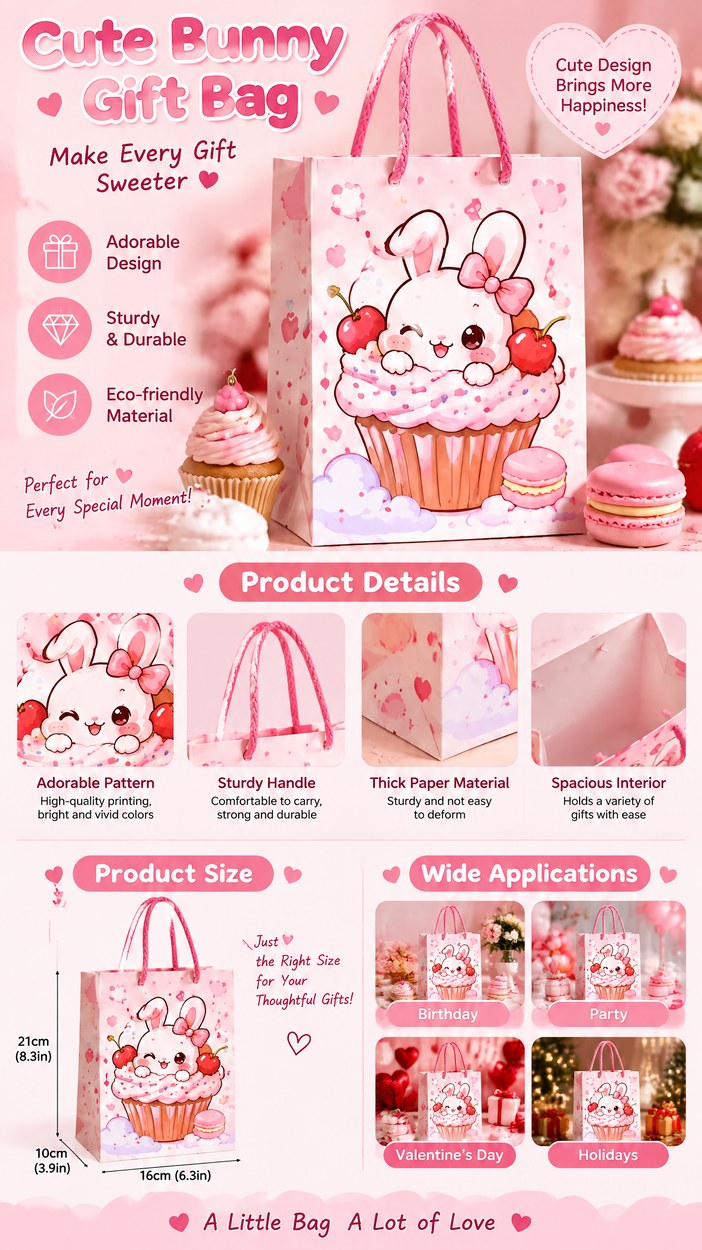JQXZV Cupcake Bunny Gift Bag photo 2