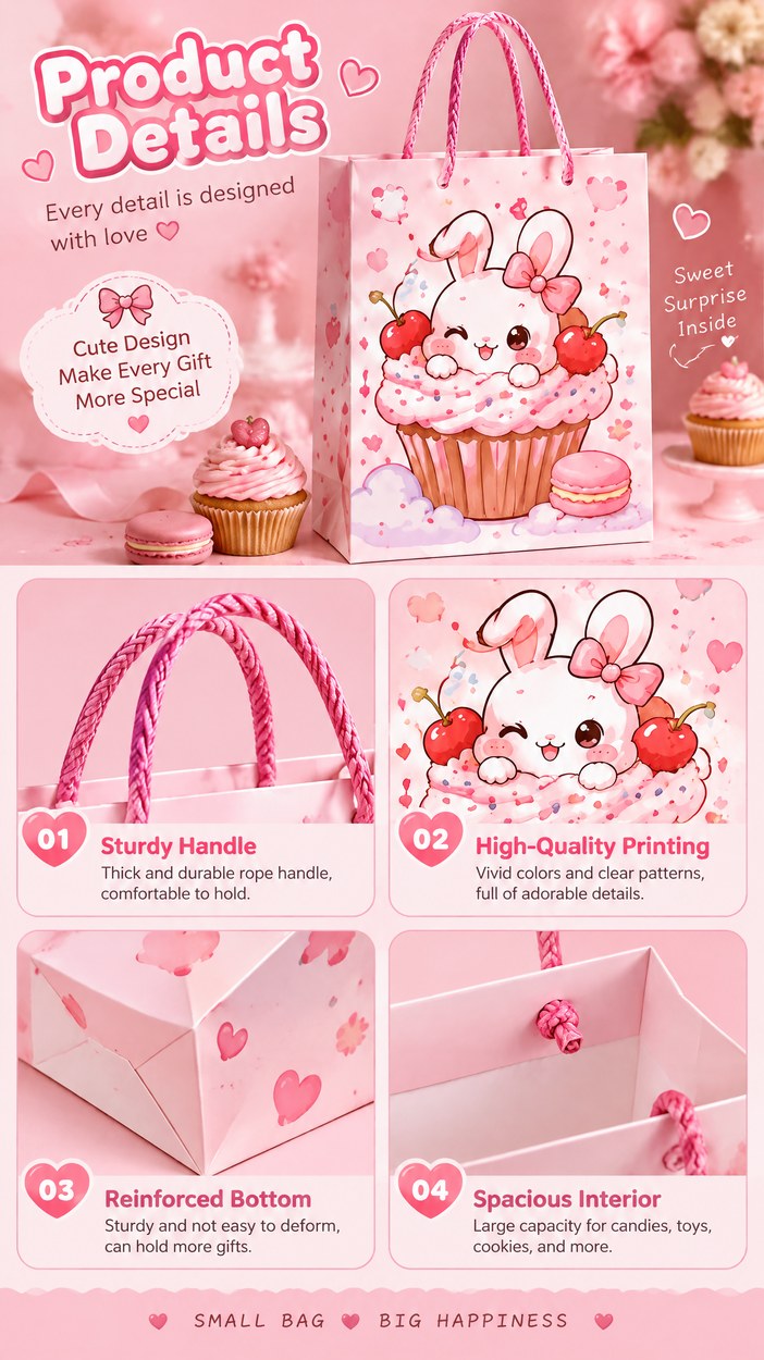 JQXZV Cupcake Bunny Gift Bag photo 3