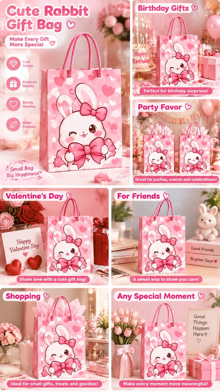 JQXZV Big Bow Bunny Gift Bag photo 2