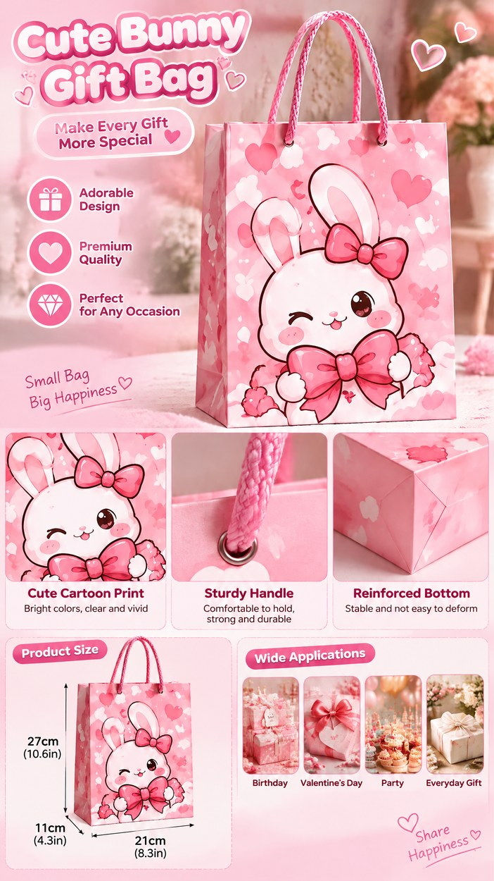 JQXZV Big Bow Bunny Gift Bag photo 3