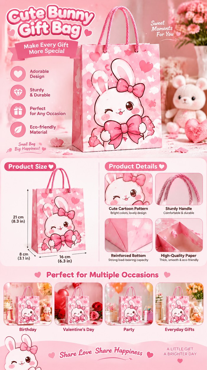 JQXZV Big Bow Bunny Gift Bag photo 4
