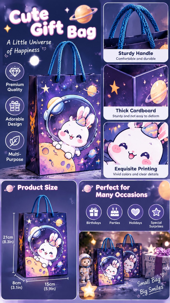 JQXZV Space Adventure Bunny Gift Bag photo 3