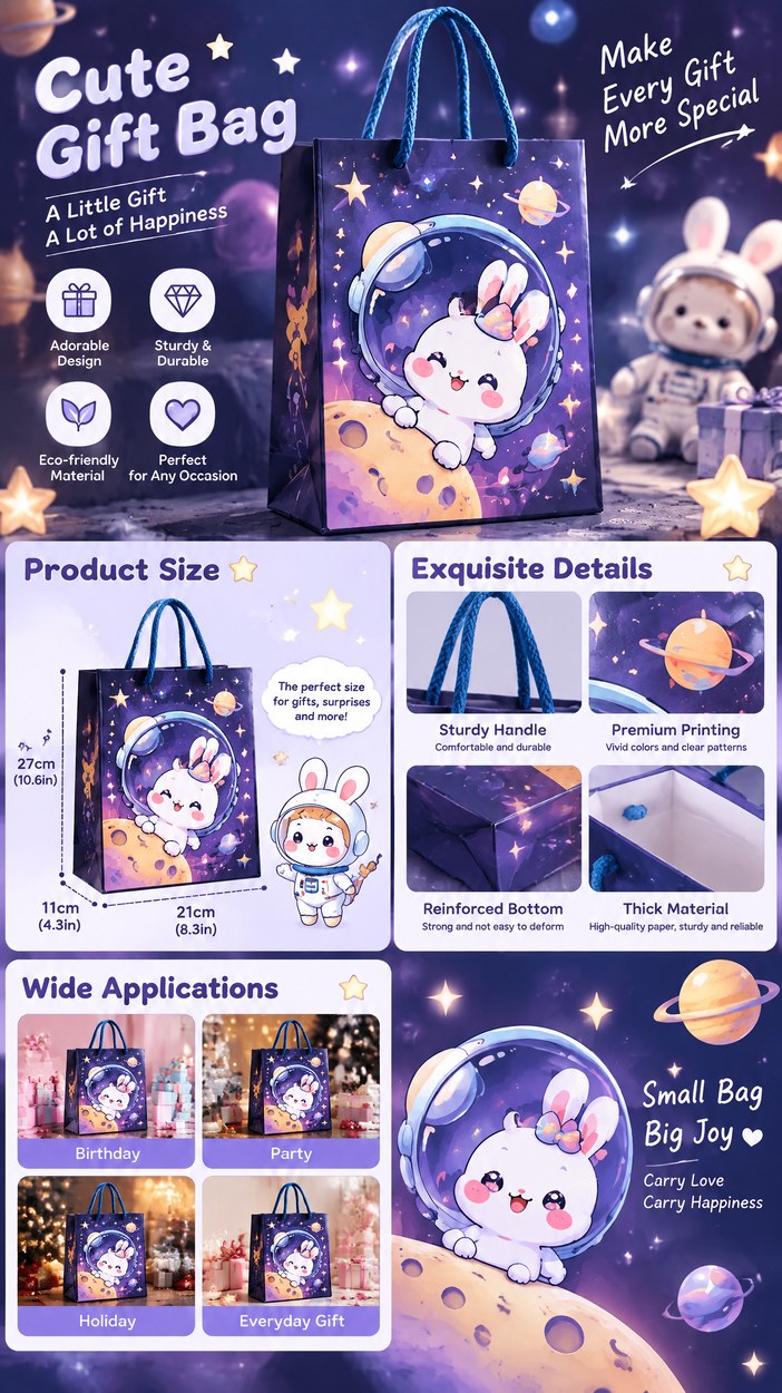 JQXZV Space Adventure Bunny Gift Bag photo 5