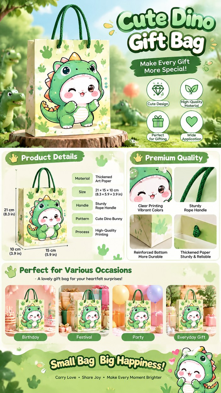 JQXZV Dinosaur Costume Bunny Gift Bag photo 3