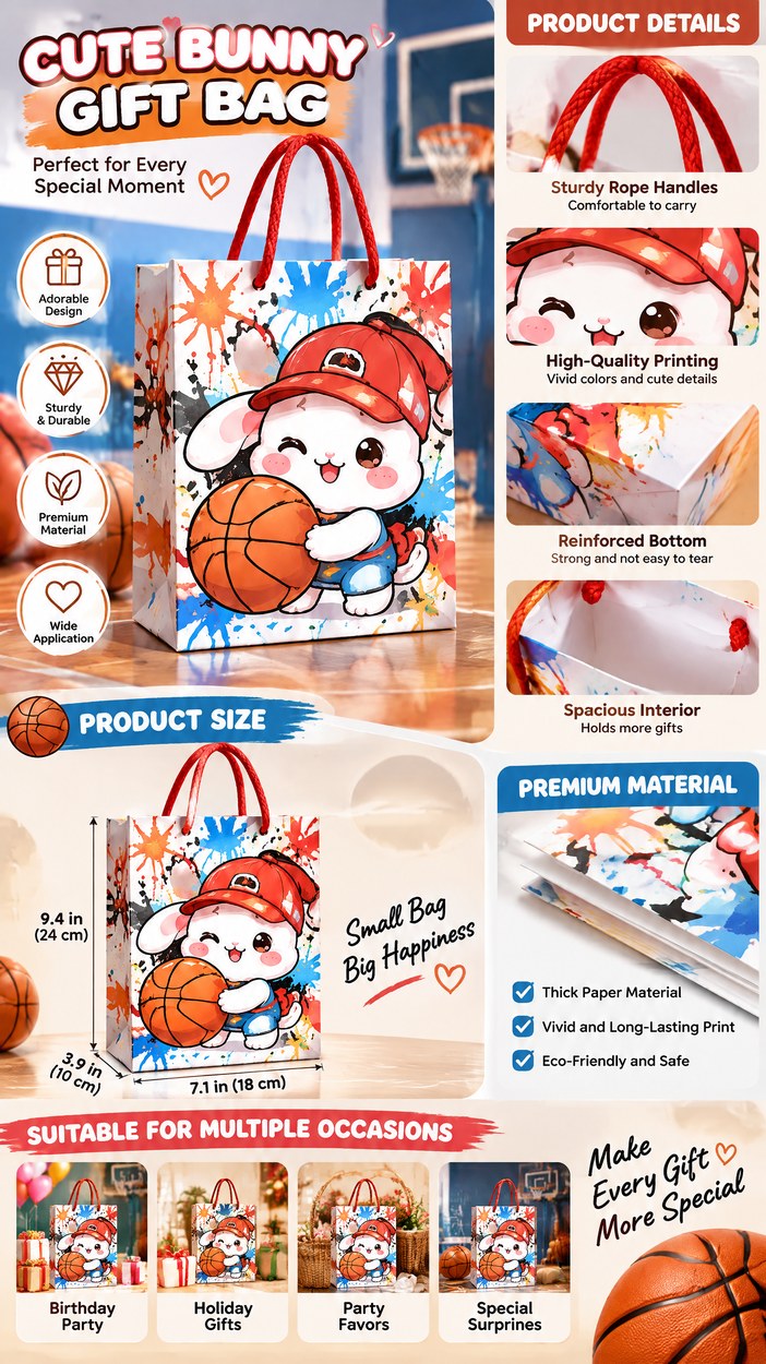 JQXZV Basketball Bunny Gift Bag photo 3