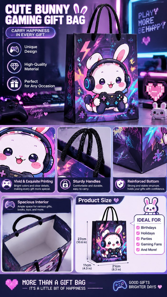 JQXZV Gamer Bunny Gift Bag photo 3