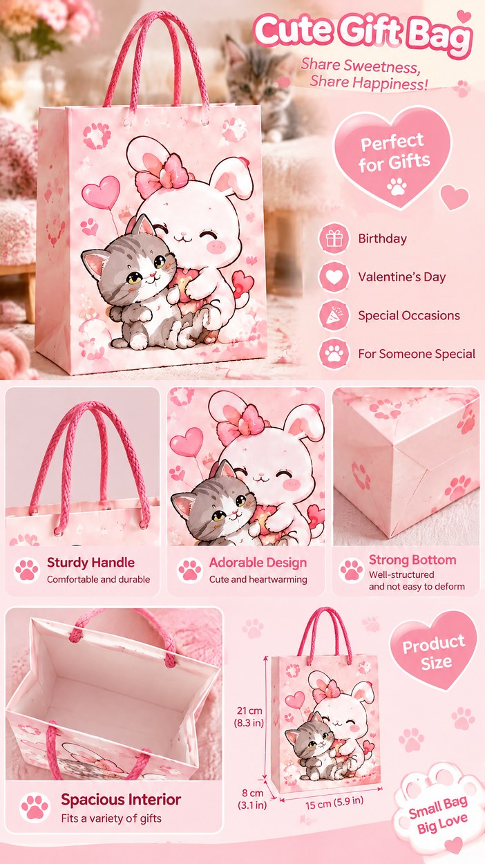 JQXZV Bunny & Kitten Friendship Gift Bag photo 3