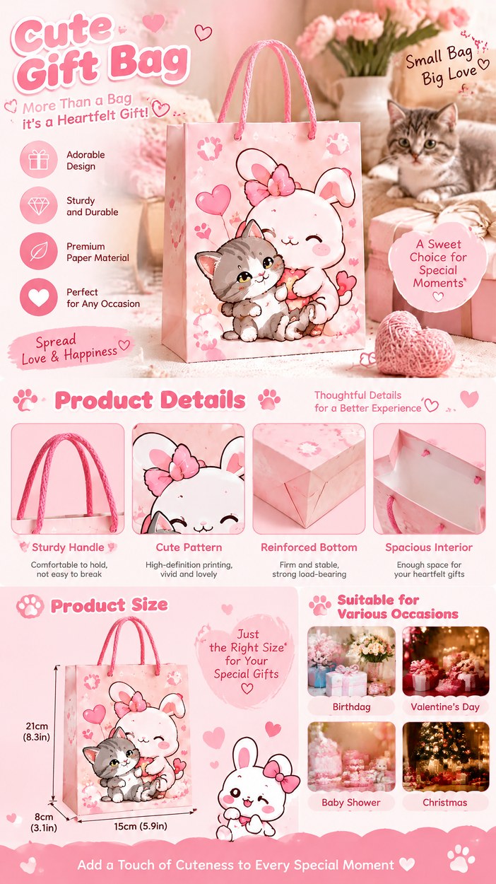 JQXZV Bunny & Kitten Friendship Gift Bag photo 5