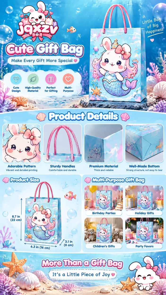 JQXZV Mermaid Bunny Gift Bag photo 3