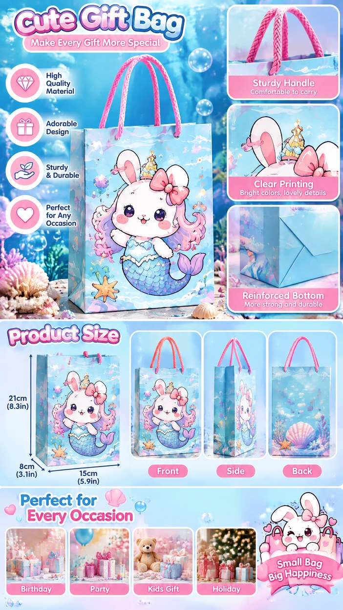 JQXZV Mermaid Bunny Gift Bag photo 4