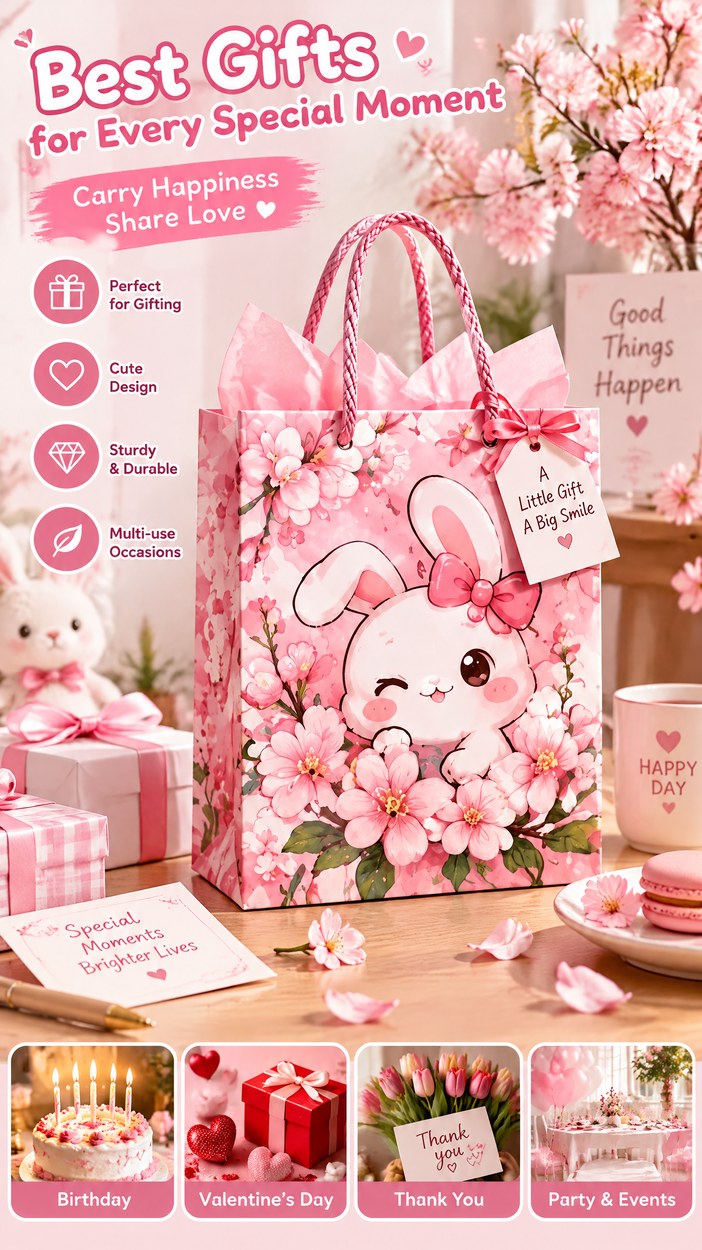 JQXZV Cherry Blossom Bunny Gift Bag photo 4