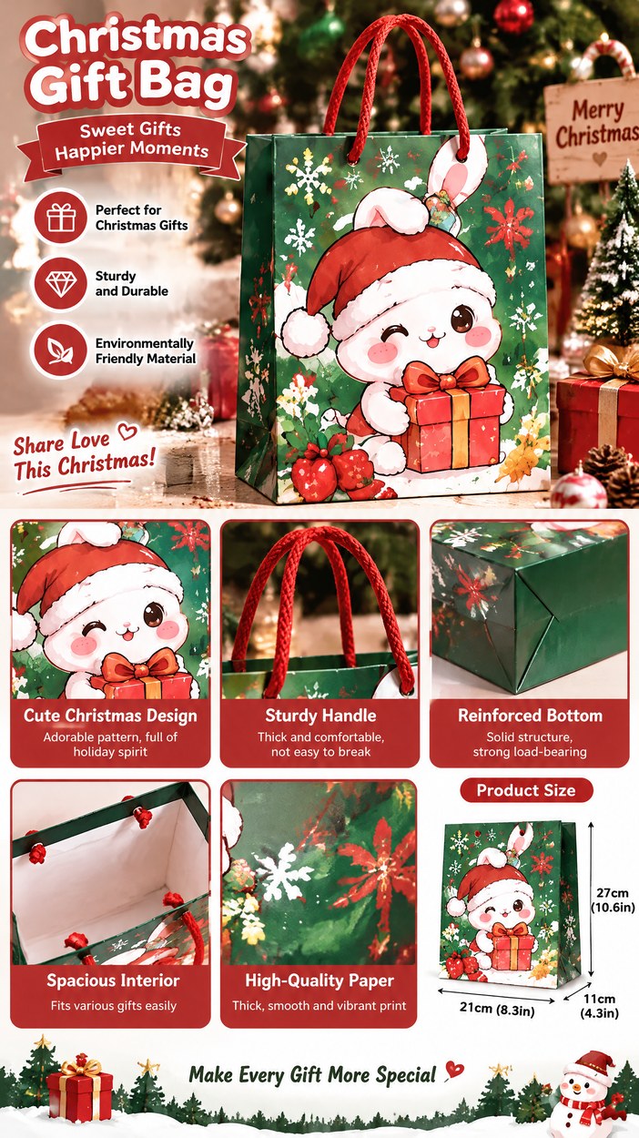 JQXZV Christmas Bunny Gift Bag photo 2