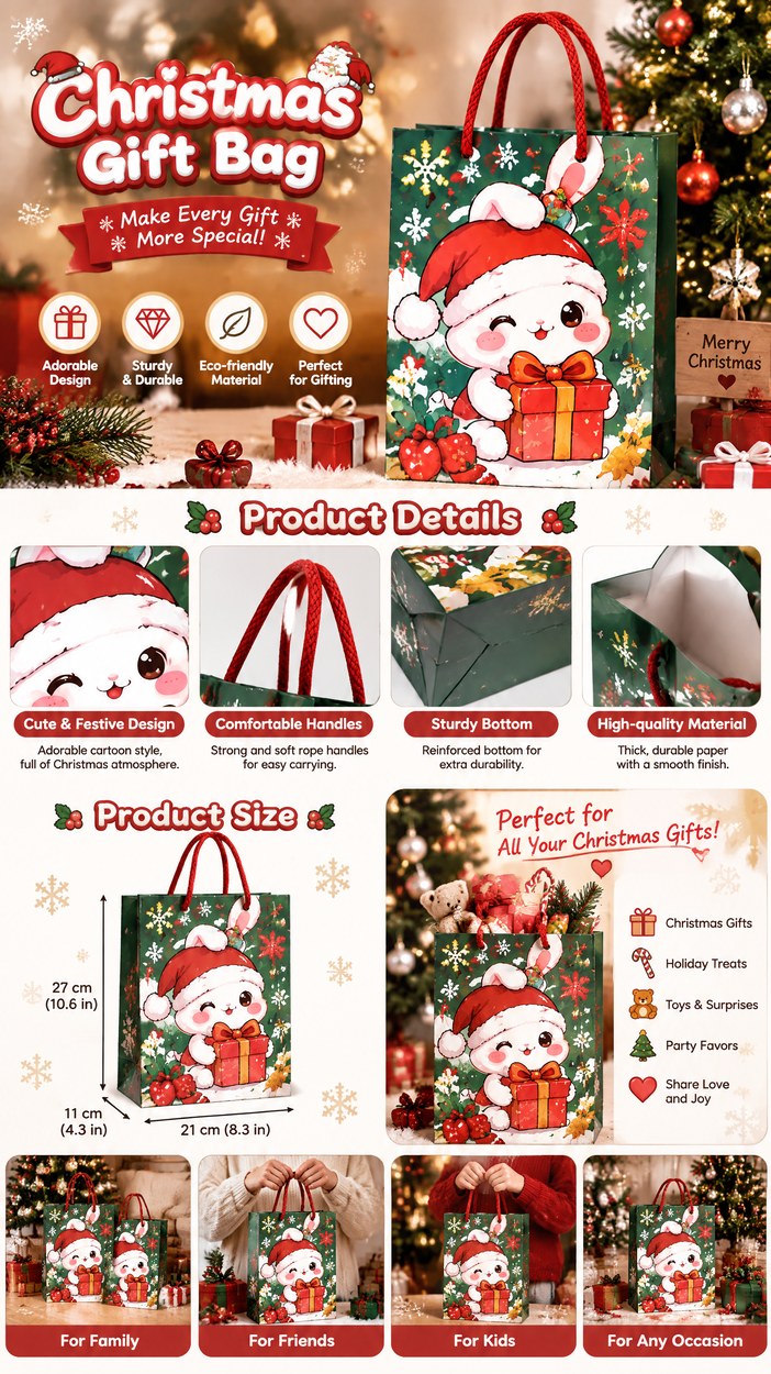JQXZV Christmas Bunny Gift Bag photo 5