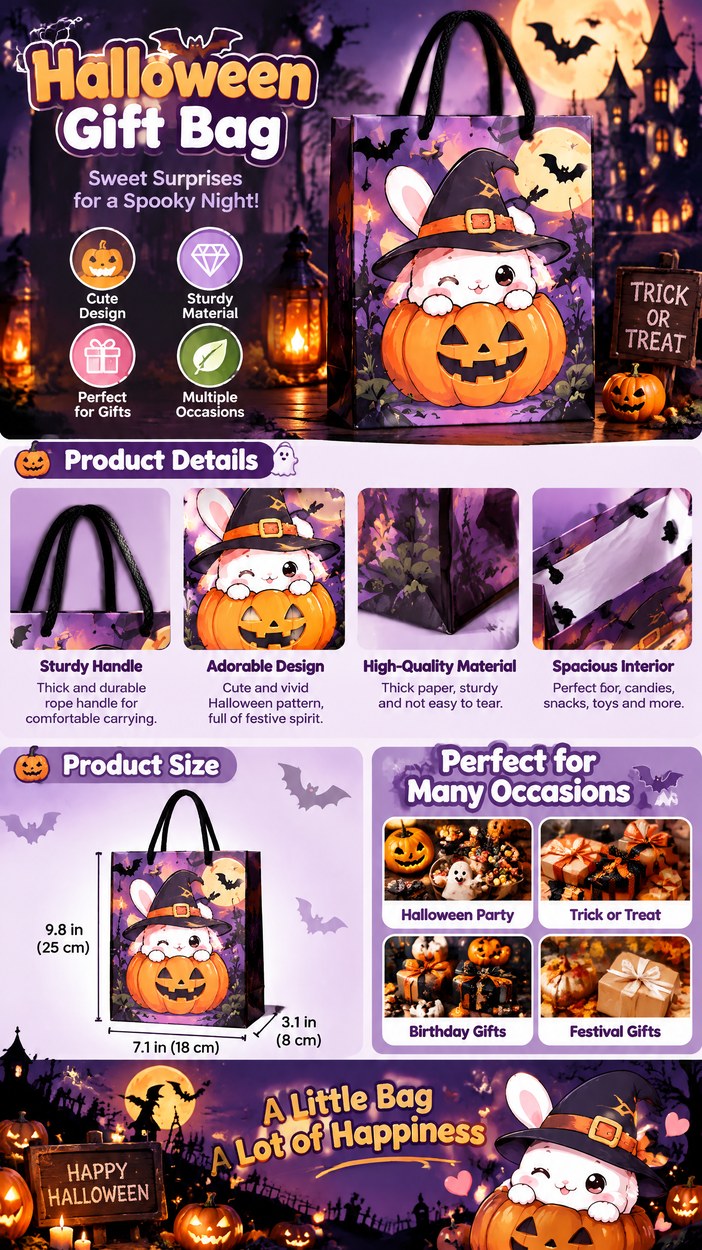 JQXZV Halloween Witch Bunny Gift Bag photo 4