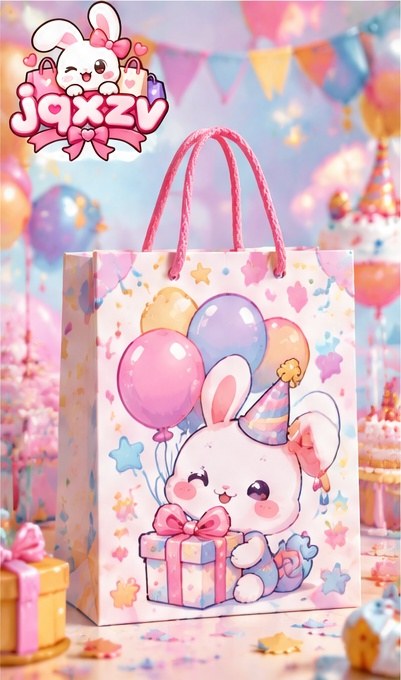 JQXZV Birthday Balloon Bunny Gift Bag photo 1