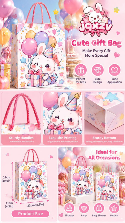 JQXZV Birthday Balloon Bunny Gift Bag photo 2