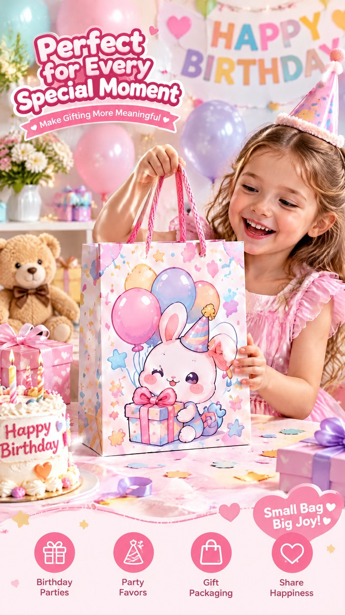 JQXZV Birthday Balloon Bunny Gift Bag photo 3