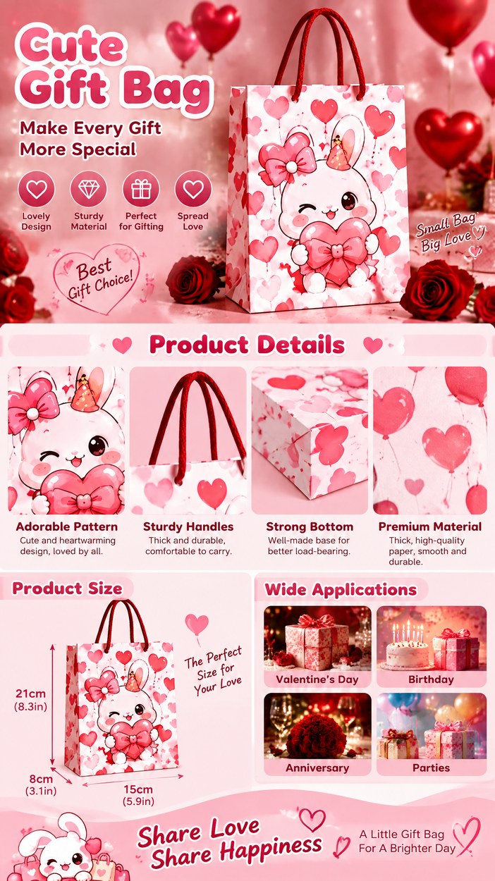 JQXZV Valentine Love Bunny Gift Bag photo 2